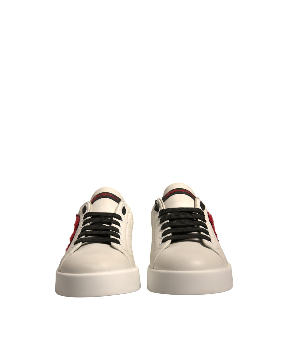 Dolce & Gabbana White Leather DG Logo Low Top Sneakers Shoes