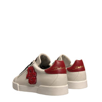 Dolce & Gabbana White Leather DG Logo Low Top Sneakers Shoes