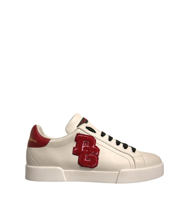 Dolce & Gabbana White Leather DG Logo Low Top Sneakers Shoes