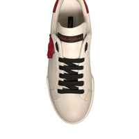 Dolce & Gabbana White Leather DG Logo Low Top Sneakers Shoes