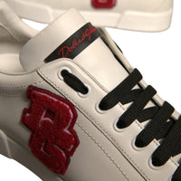 Dolce & Gabbana White Leather DG Logo Low Top Sneakers Shoes