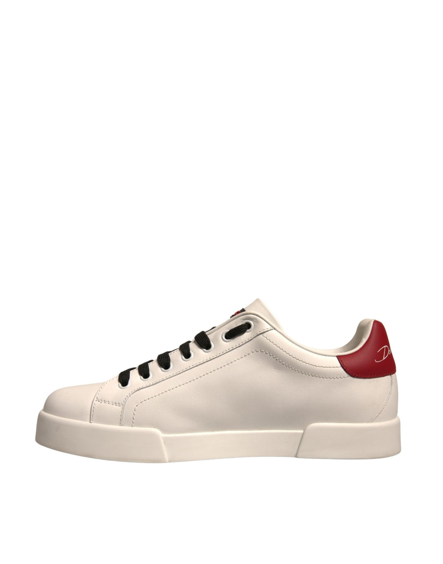 Dolce & Gabbana White Leather DG Logo Low Top Sneakers Shoes