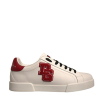 Dolce & Gabbana White Leather DG Logo Low Top Sneakers Shoes