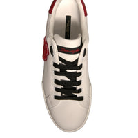 Dolce & Gabbana White Leather DG Logo Low Top Sneakers Shoes