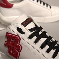 Dolce & Gabbana White Leather DG Logo Low Top Sneakers Shoes