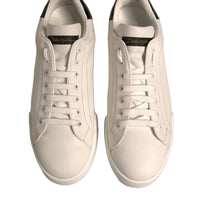 Dolce & Gabbana White Black Leather Low Top Men Sneakers Shoes