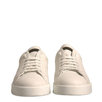 Dolce & Gabbana White Black Leather Low Top Men Sneakers Shoes