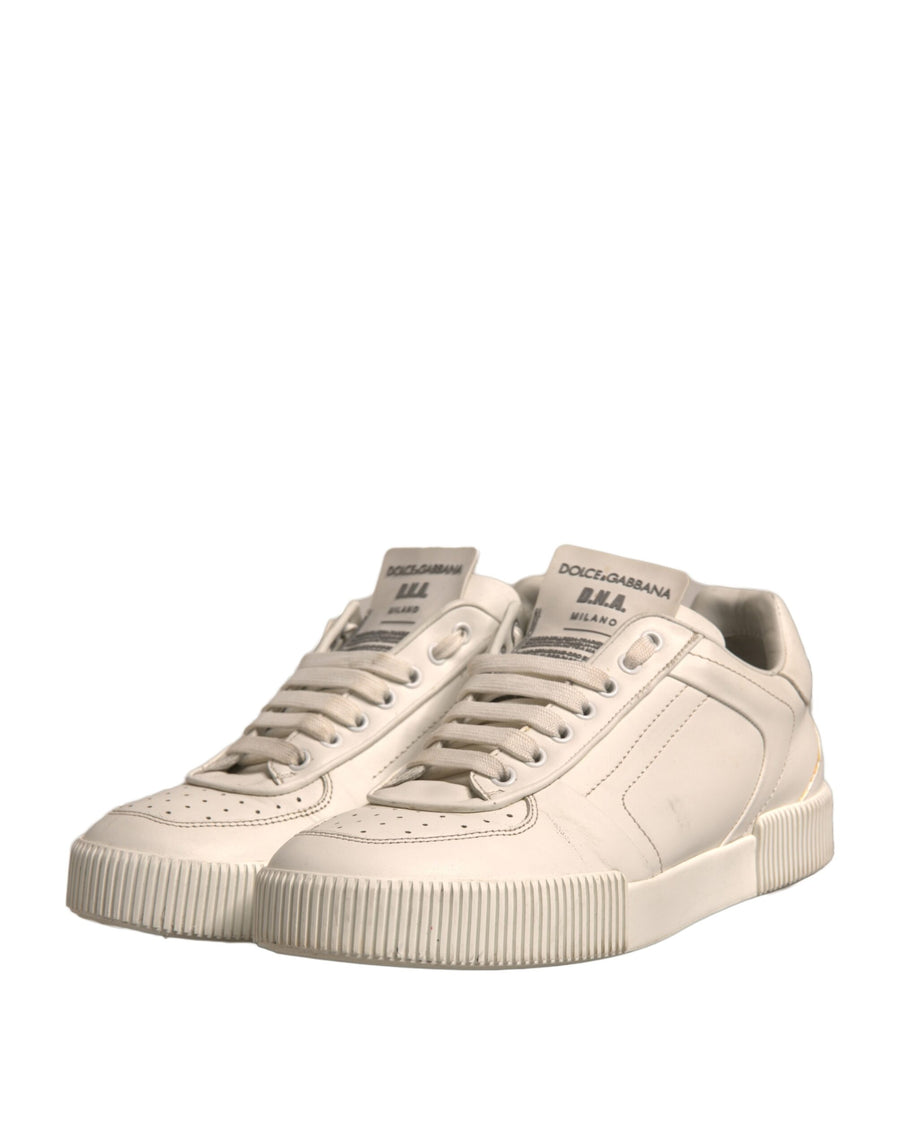 Dolce & Gabbana White Miami Leather Low Top Sneakers Shoes