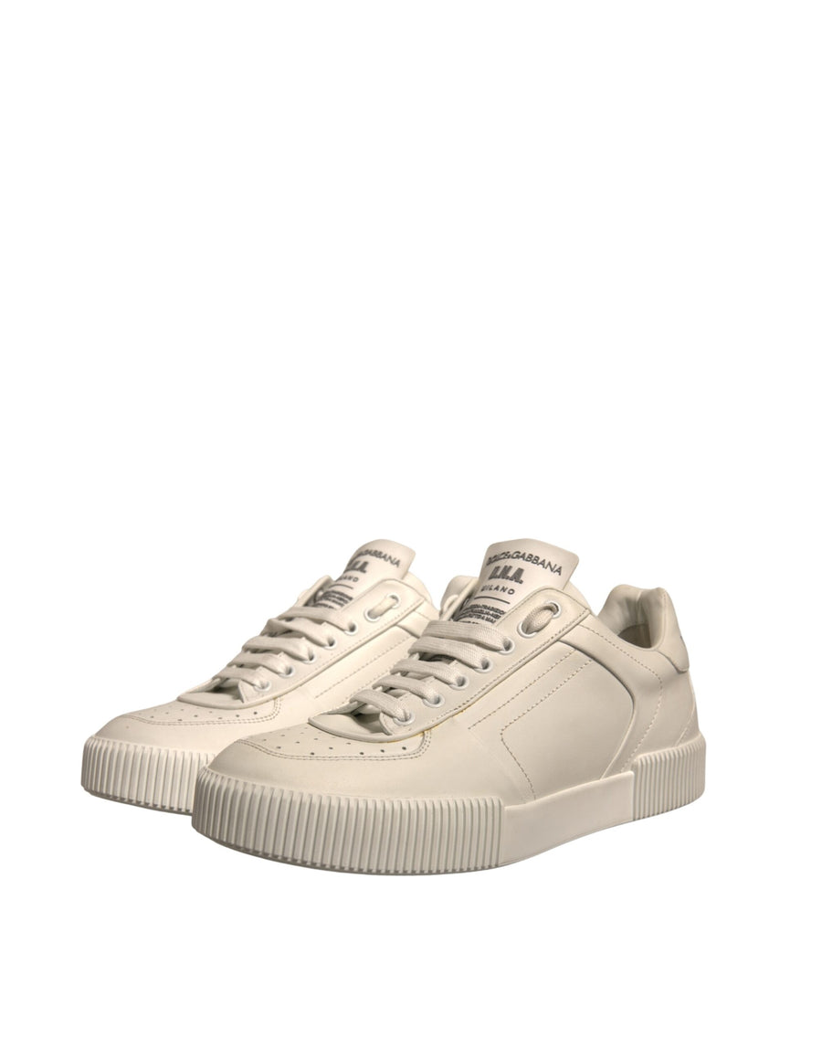 Dolce & Gabbana White Leather DG Logo Low Top Sneakers Shoes