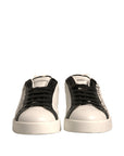 Dolce & Gabbana White Black Leather Crown Milano Sneakers Shoes