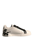 Dolce & Gabbana White Black Leather Crown Milano Sneakers Shoes