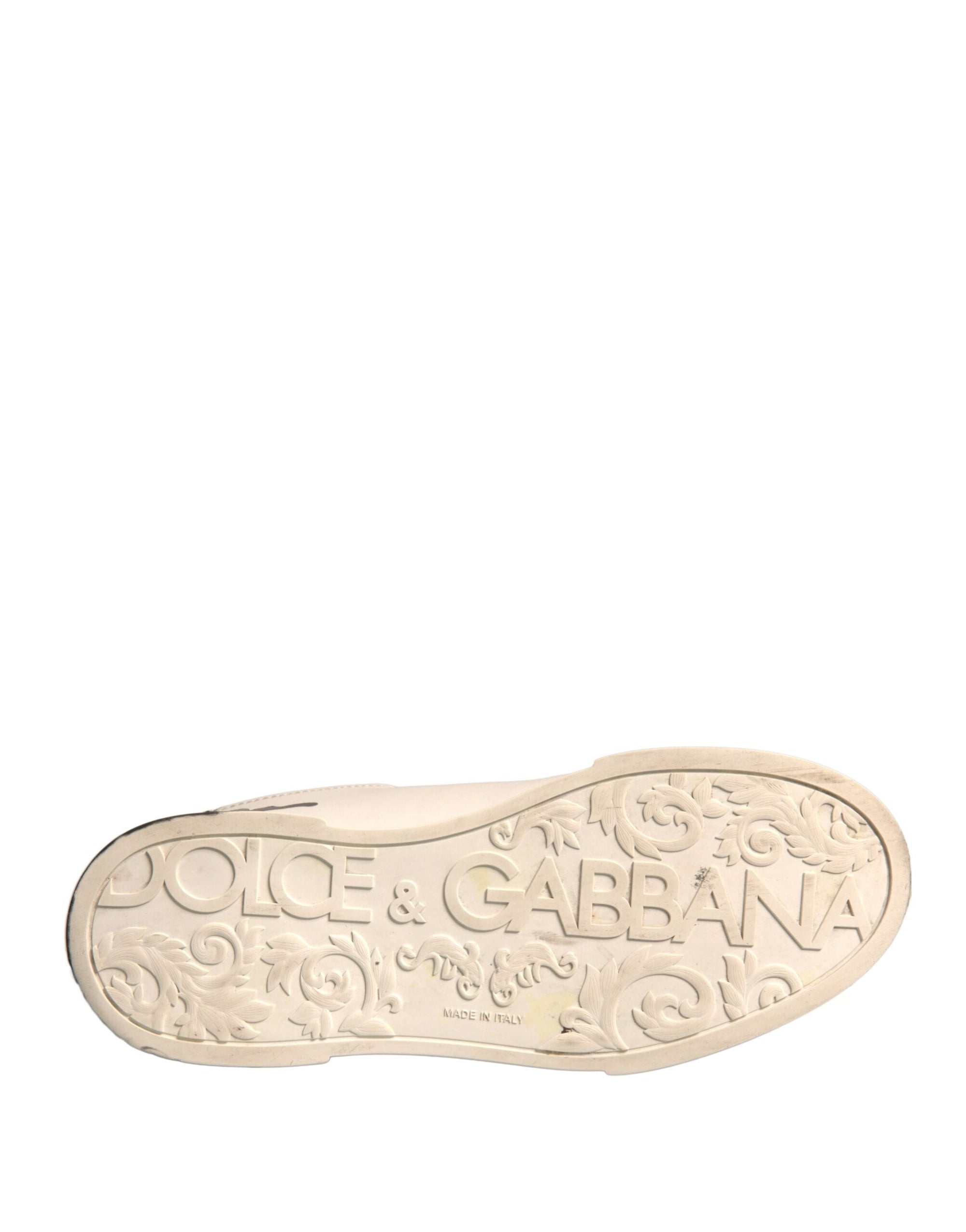 Dolce &amp; Gabbana White Black Leather Crown Milano Sneakers Shoes