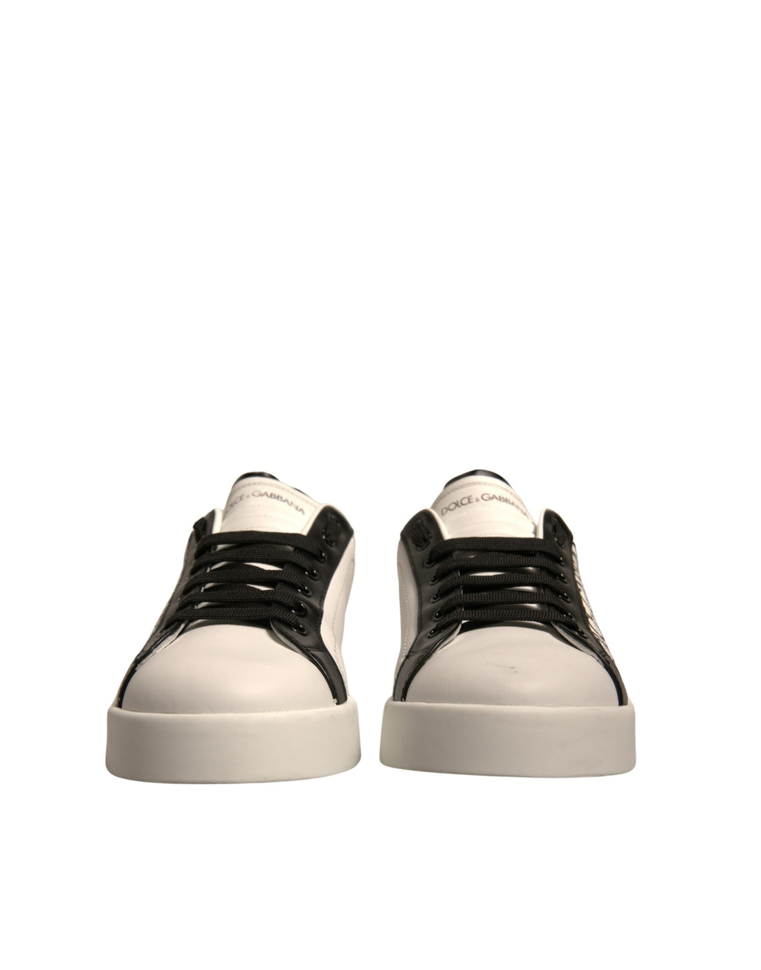 Dolce & Gabbana White Black Leather Crown Milano Sneakers Shoes