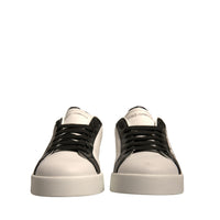 Dolce & Gabbana White Black Leather Crown Milano Sneakers Shoes