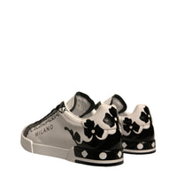 Dolce & Gabbana White Black Leather Crown Milano Sneakers Shoes