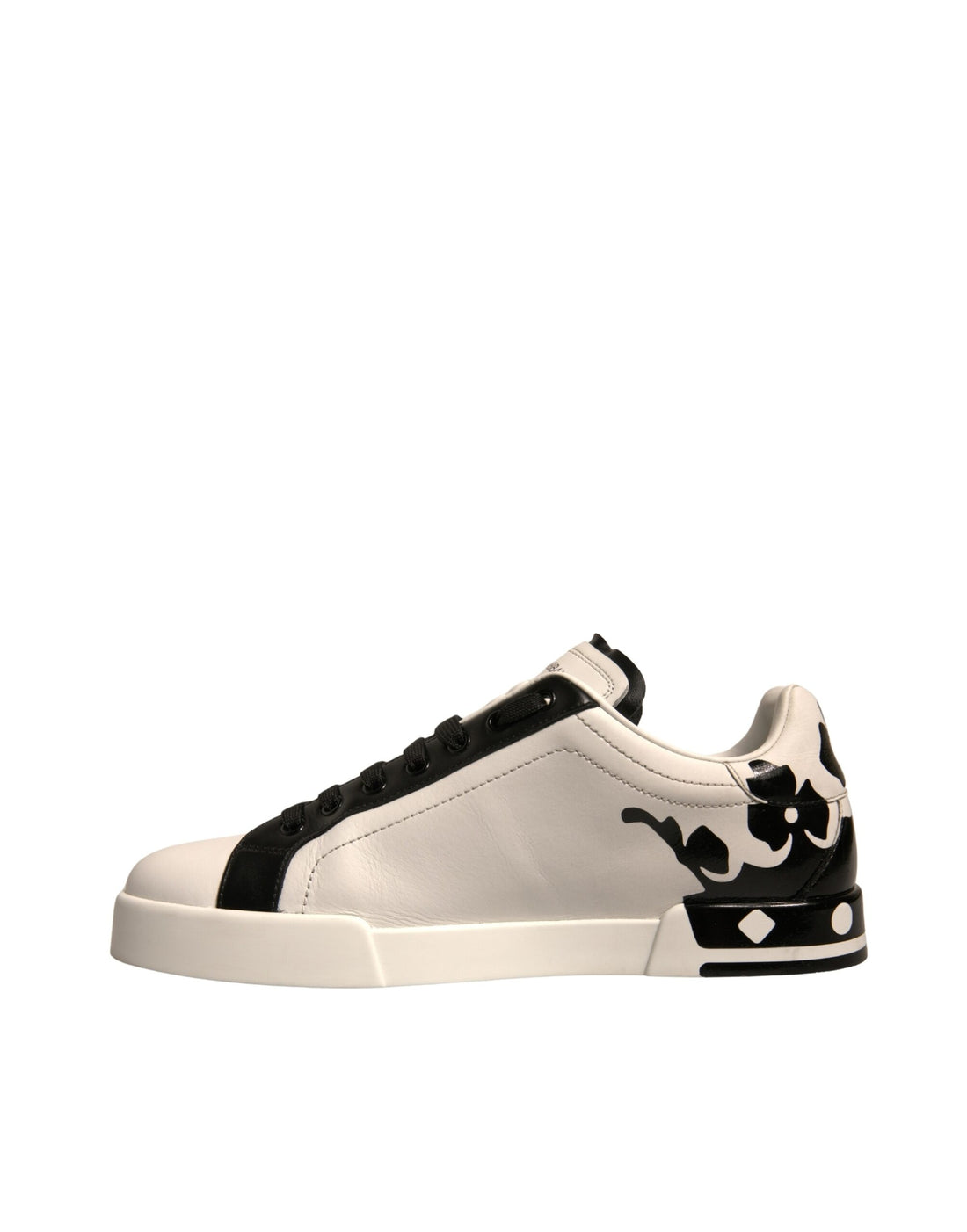 Dolce & Gabbana White Black Leather Crown Milano Sneakers Shoes