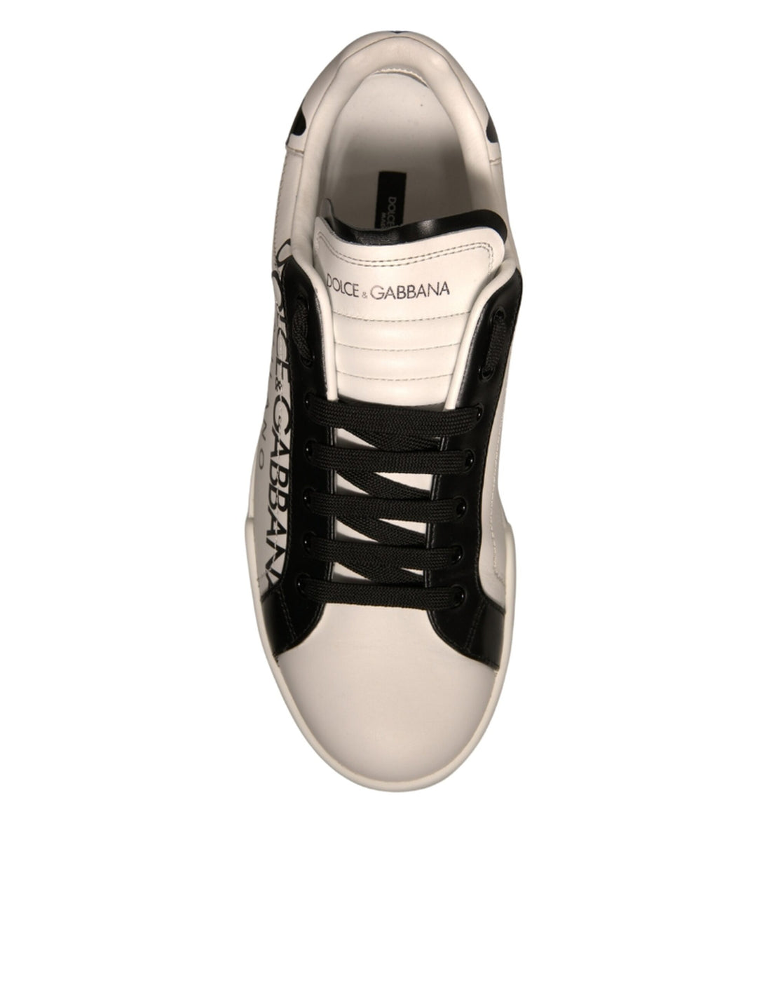 Dolce & Gabbana White Black Leather Crown Milano Sneakers Shoes