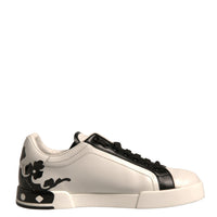 Dolce & Gabbana White Black Leather Crown Milano Sneakers Shoes