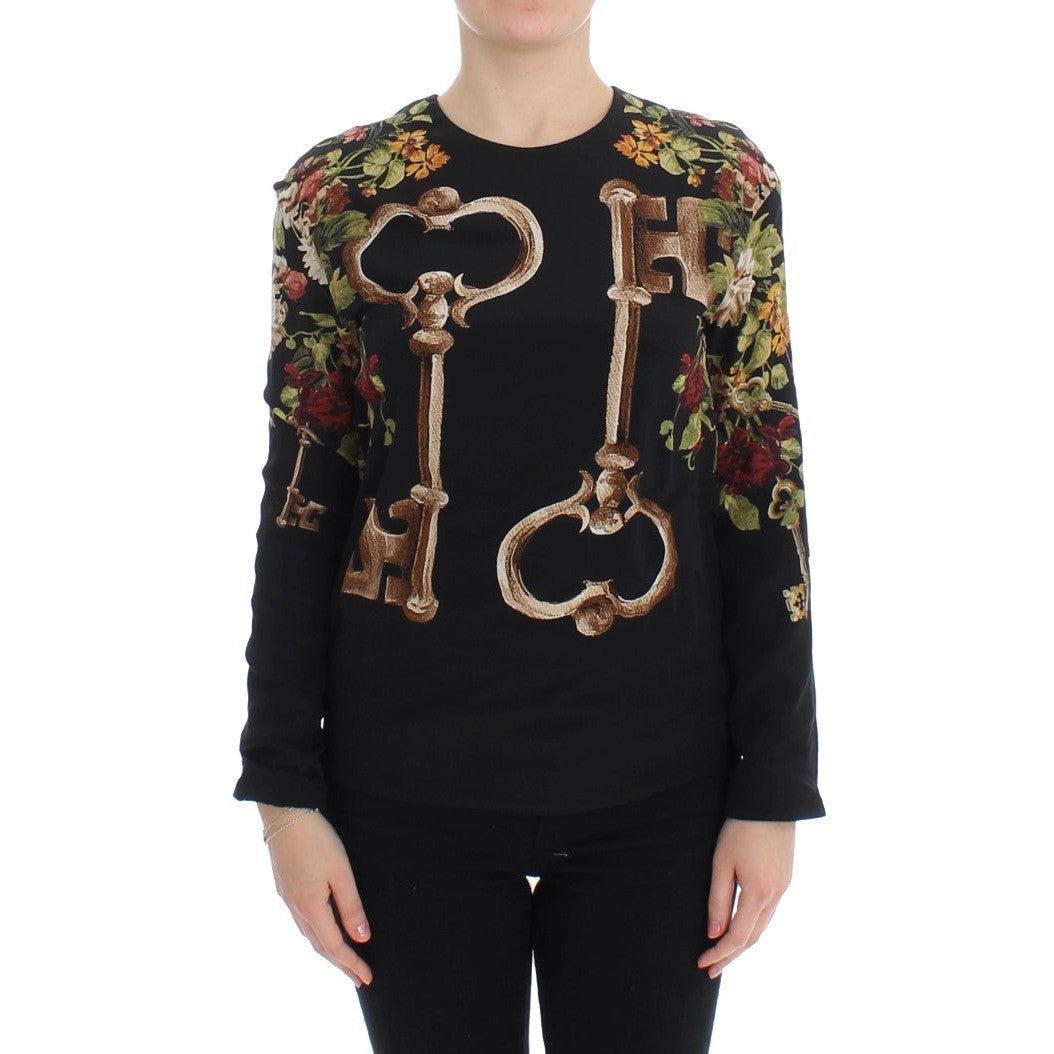 Dolce &amp; Gabbana Elegant Medieval Print Silk Blouse