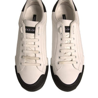 Dolce & Gabbana White Leather Logo Portofino Sneakers Shoes