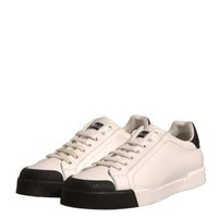 Dolce & Gabbana White Leather Logo Portofino Sneakers Shoes