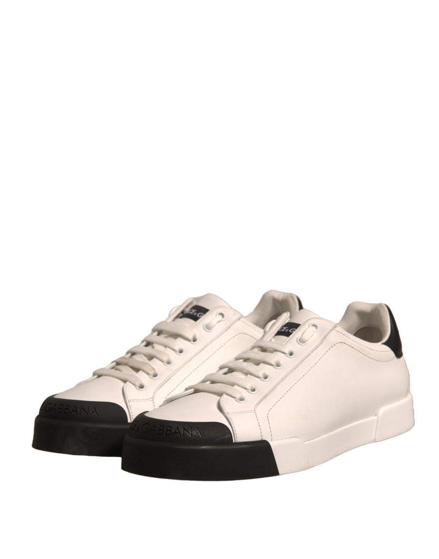 Dolce & Gabbana White Leather Logo Portofino Sneakers Shoes