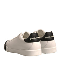 Dolce & Gabbana White Leather Logo Portofino Sneakers Shoes