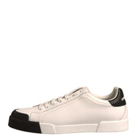 Dolce & Gabbana White Leather Logo Portofino Sneakers Shoes