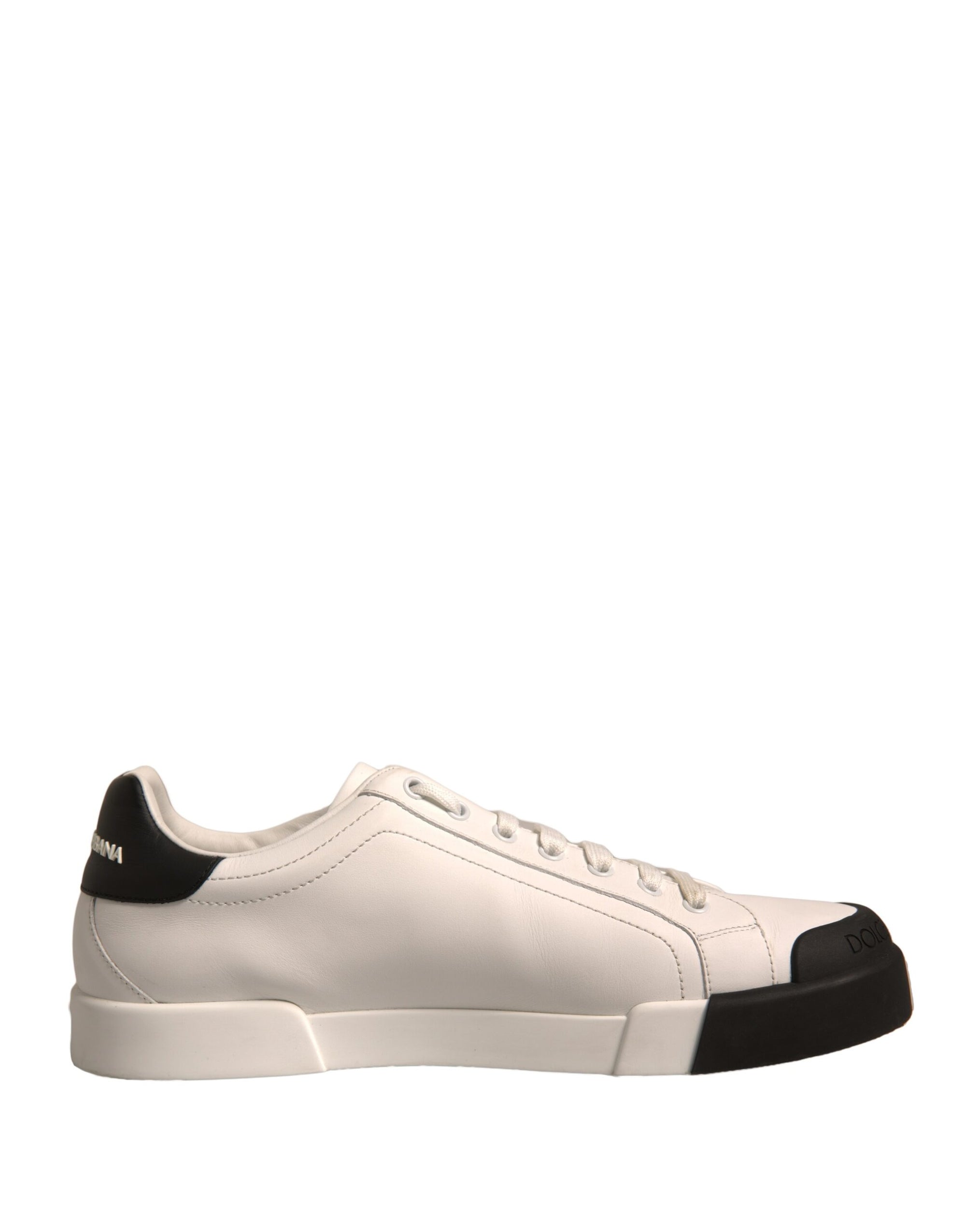 Dolce &amp; Gabbana White Leather Logo Portofino Sneakers Shoes