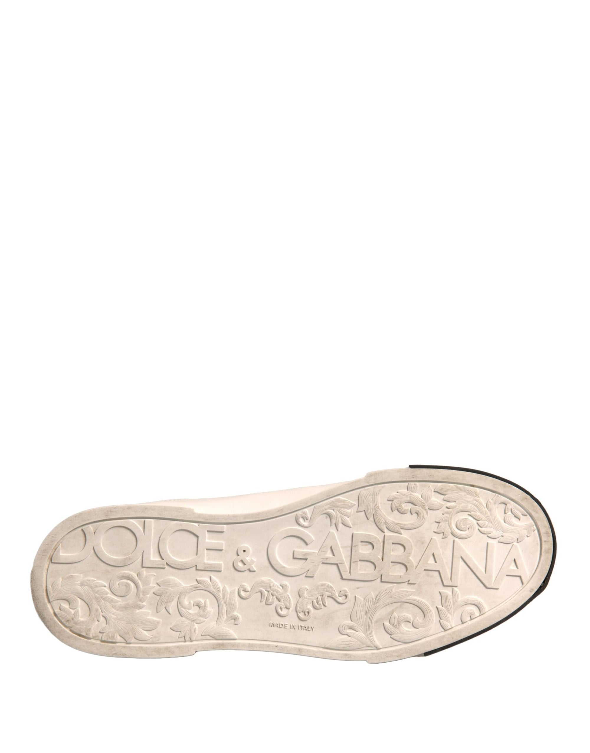 Dolce &amp; Gabbana White Leather Logo Portofino Sneakers Shoes