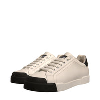 Dolce & Gabbana White Leather Logo Portofino Sneakers Shoes