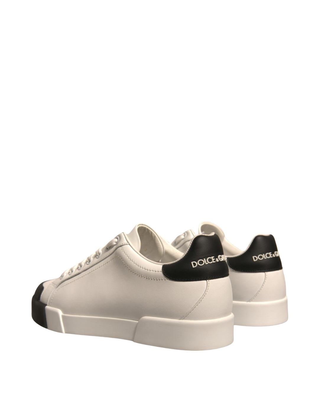 Dolce & Gabbana White Leather Logo Portofino Sneakers Shoes