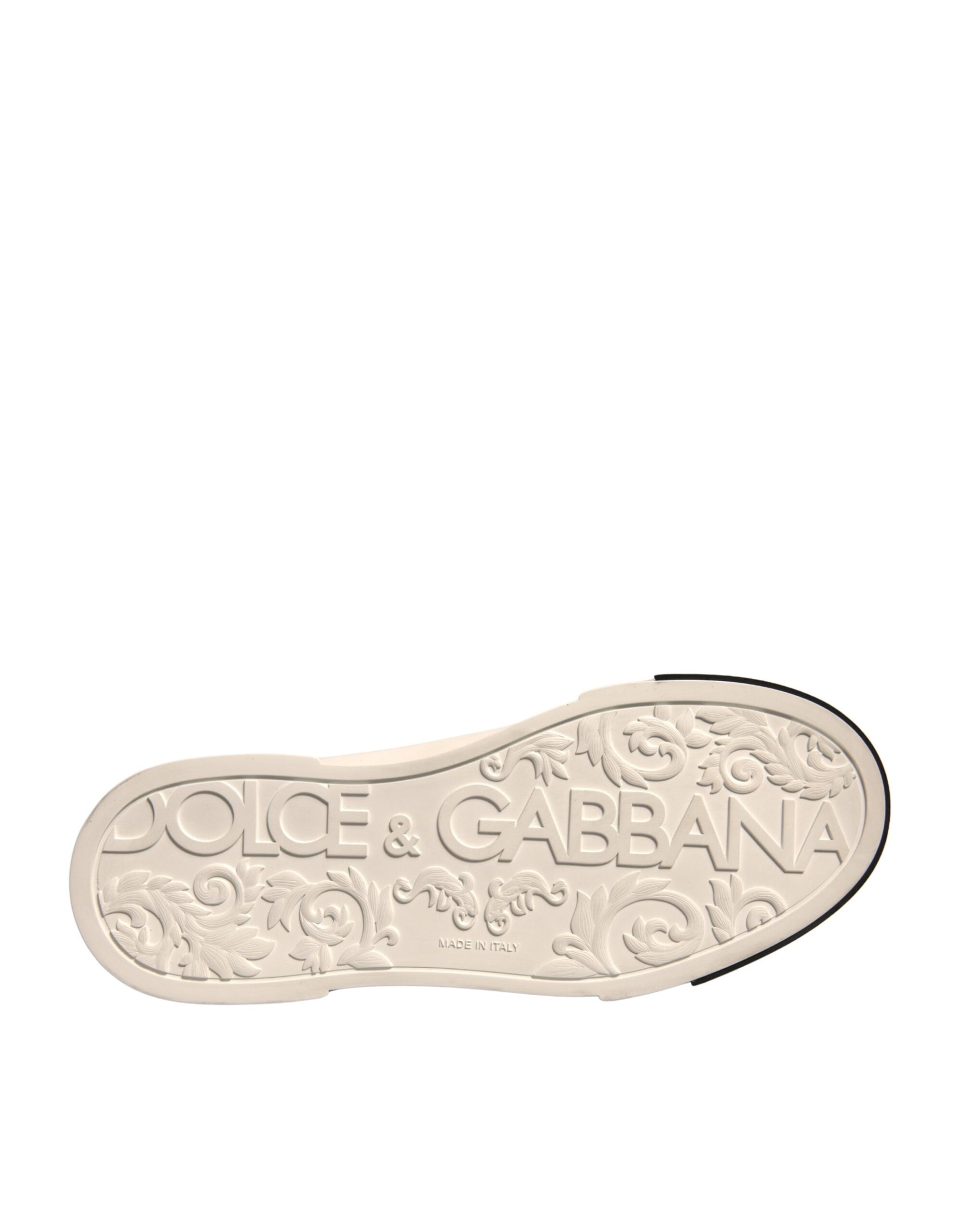 Dolce &amp; Gabbana White Leather Logo Portofino Sneakers Shoes