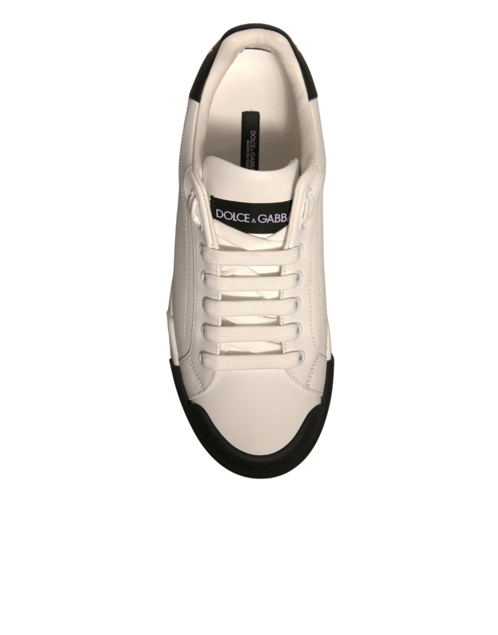 Dolce &amp; Gabbana White Leather Logo Portofino Sneakers Shoes