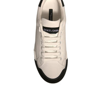 Dolce & Gabbana White Leather Logo Portofino Sneakers Shoes