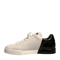 Dolce & Gabbana White Black Logo Portofino Sneaker Men Shoes