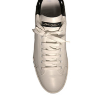 Dolce & Gabbana White Black Logo Portofino Sneaker Men Shoes