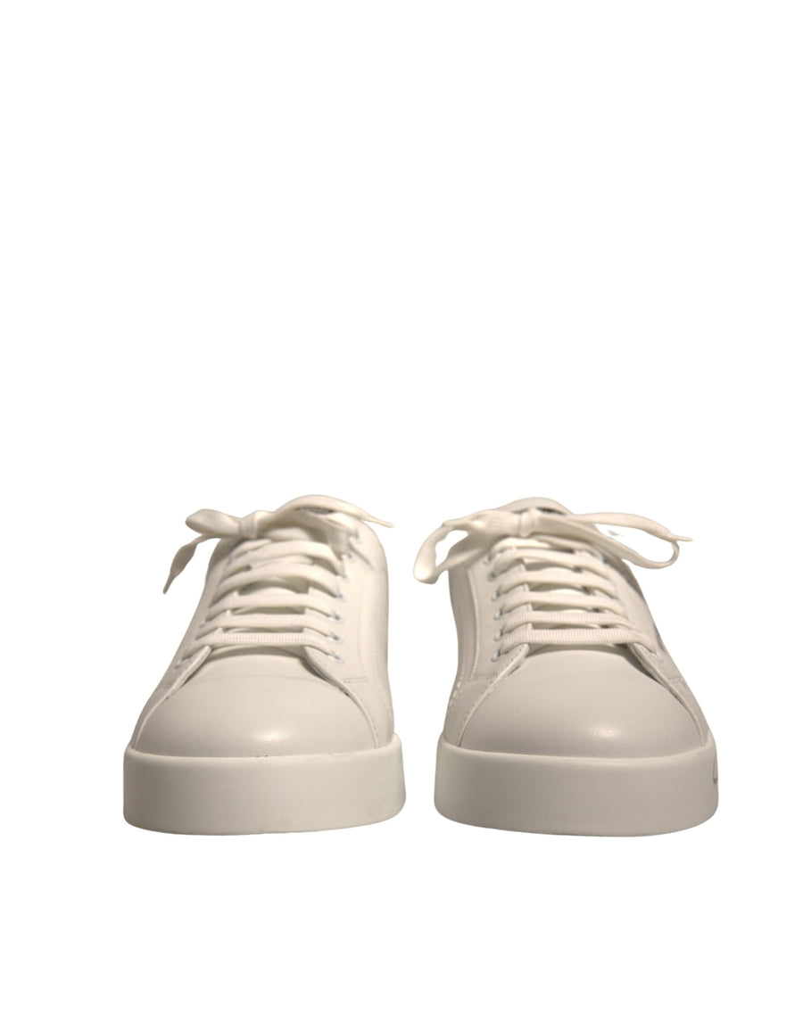 Dolce & Gabbana White Black Logo Portofino Sneakers Shoes