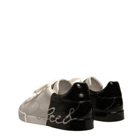 Dolce & Gabbana White Black Logo Portofino Sneakers Shoes