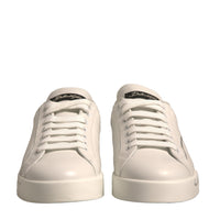 Dolce & Gabbana White Black Logo Portofino Sneakers Shoes