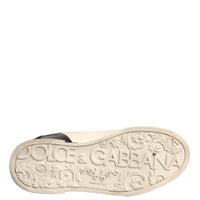 Dolce & Gabbana White Black Logo Portofino Sneakers Shoes