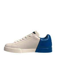 Dolce & Gabbana White Blue Logo Portofino Sneakers Shoes