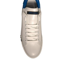 Dolce & Gabbana White Blue Logo Portofino Sneakers Shoes