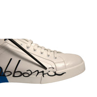 Dolce & Gabbana White Blue Logo Portofino Sneakers Shoes