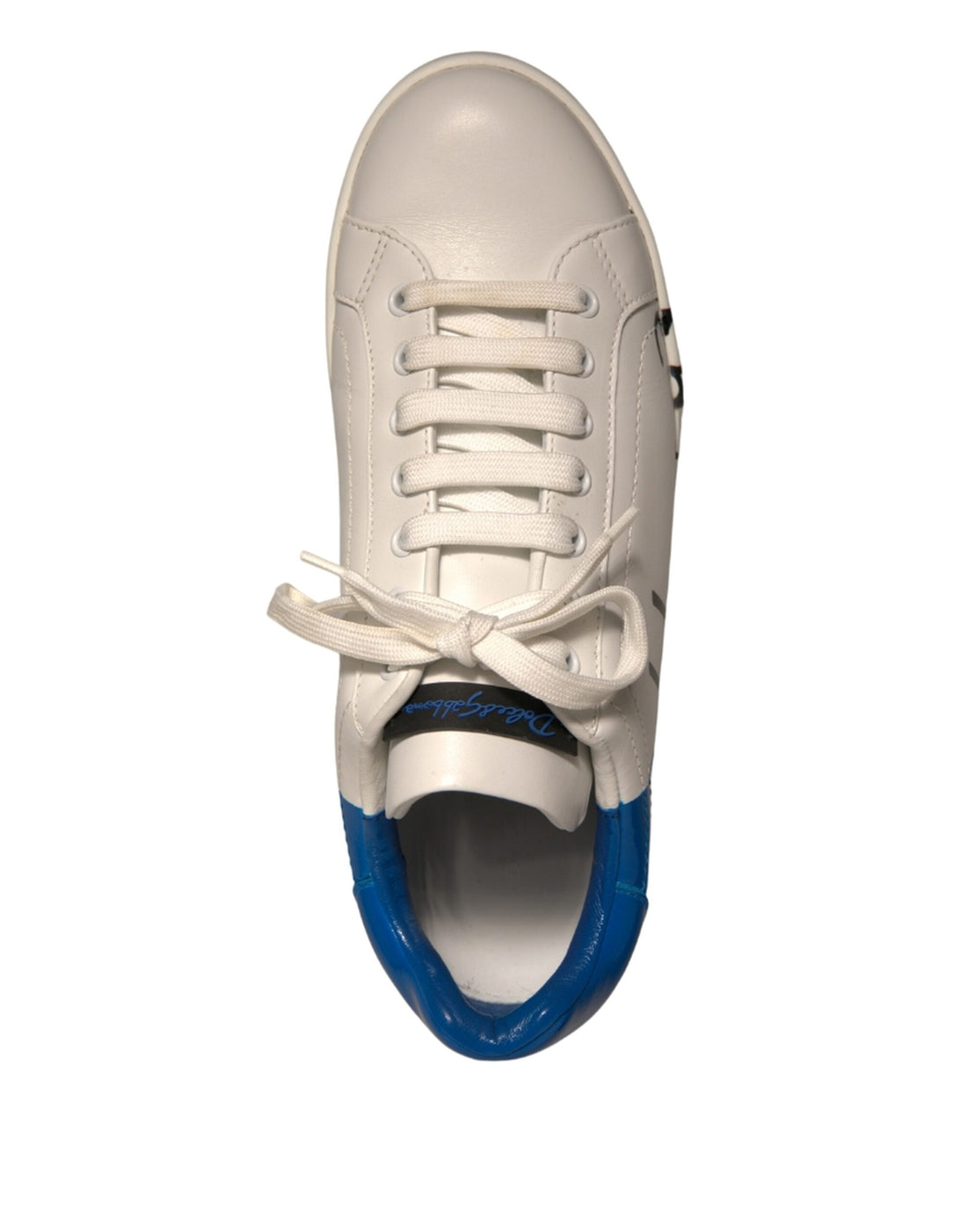 Dolce & Gabbana White Blue Logo Portofino Sneakers Shoes