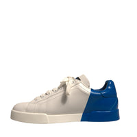 Dolce & Gabbana White Blue Logo Portofino Sneakers Shoes