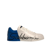 Dolce & Gabbana White Blue Logo Portofino Sneakers Shoes