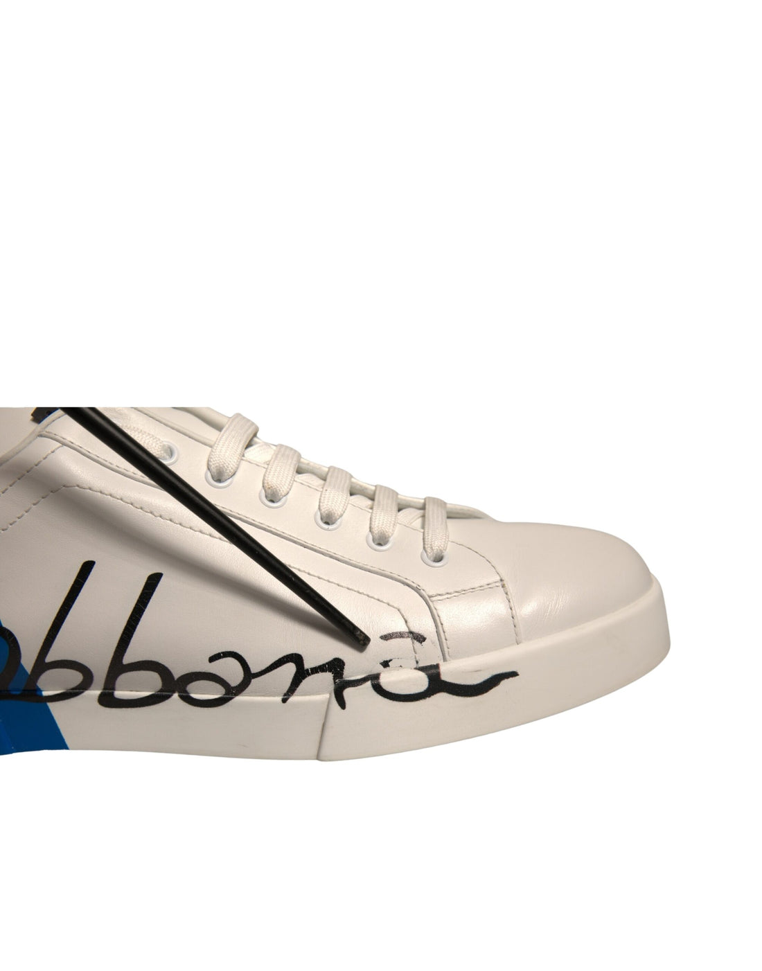 Dolce & Gabbana White Blue Logo Portofino Sneakers Shoes