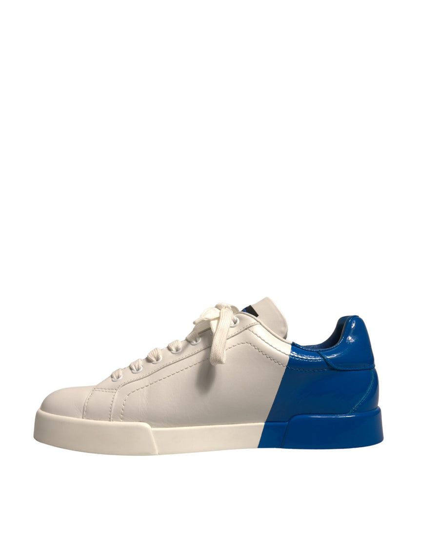 Dolce & Gabbana White Blue Logo Portofino Sneakers Shoes