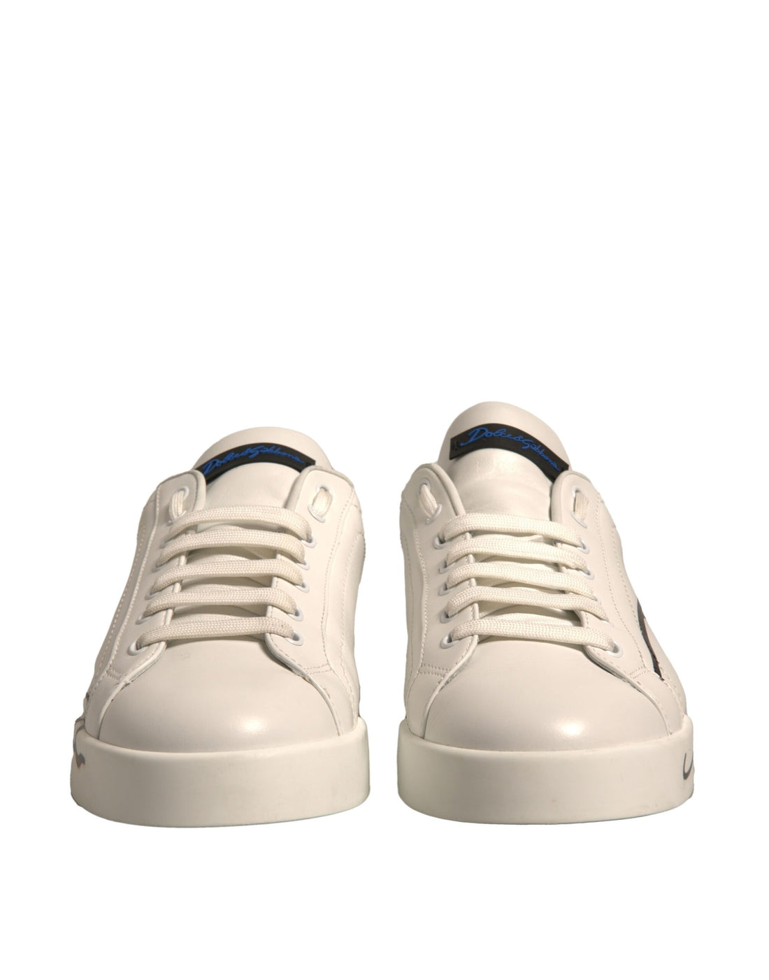 Dolce & Gabbana White Blue Logo Portofino Sneakers Shoes